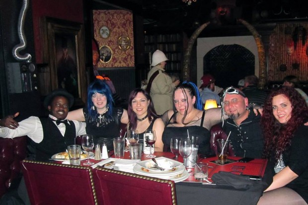 Anthony (our waiter), Lynne, Kelsey, Christina K, Myself, and Christina G hanging out at Jekyll and Hyde's
